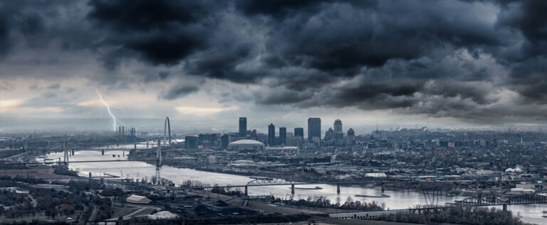 dark stormy sky over st. louis, MO